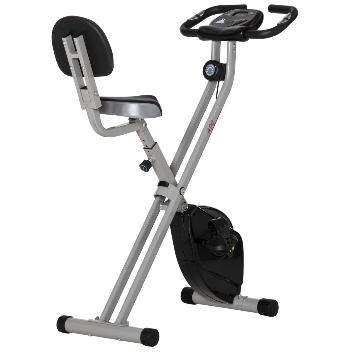 HOMCOM Magnetic Resistance Exercise Bike – Foldable Fitness Cycle with LCD Monitor & Adjustable Seat (Grey) - All Round Fitness