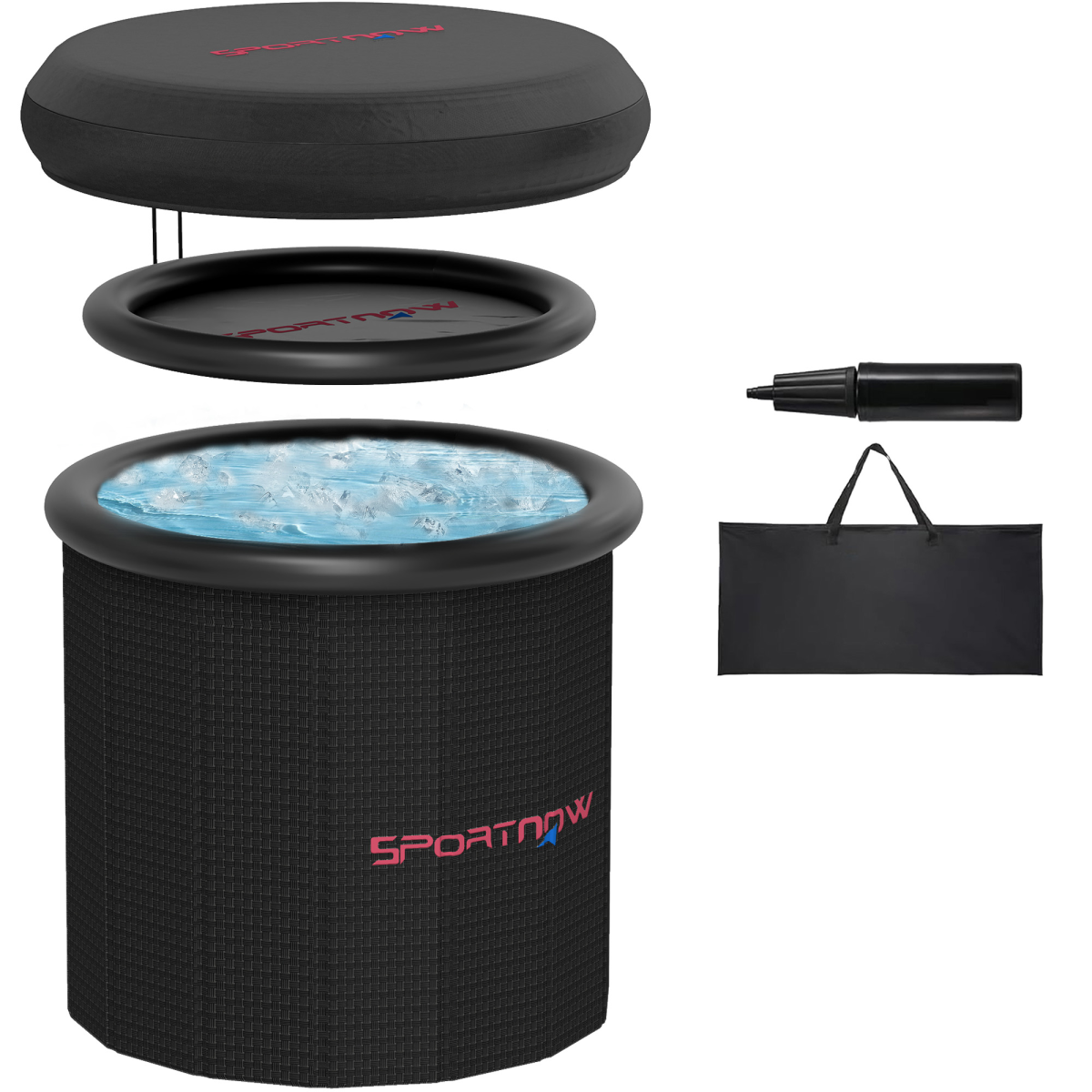 SPORTNOW Portable Ice Bath Tub 300L – Outdoor Cold Water Therapy Recovery Tub, Black