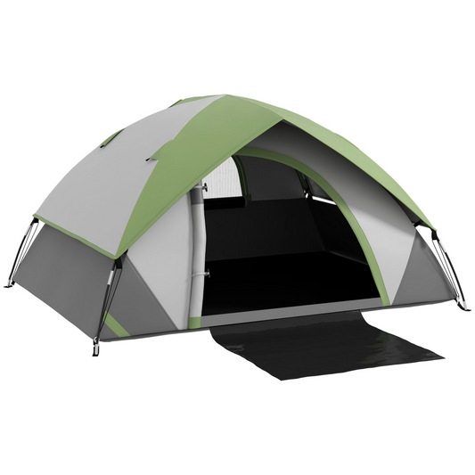 Outsunny 2-Person Dome Camping Tent with Groundsheet, 3000mm Waterproof & Ventilation Window – Green