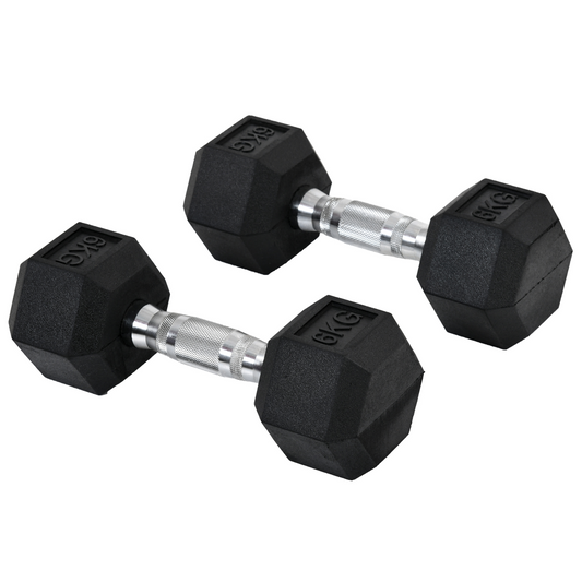 Hexagonal Dumbbell Set - 2x6kg for Home & Office Fitness, Durable & Safe! - All Round Fitness