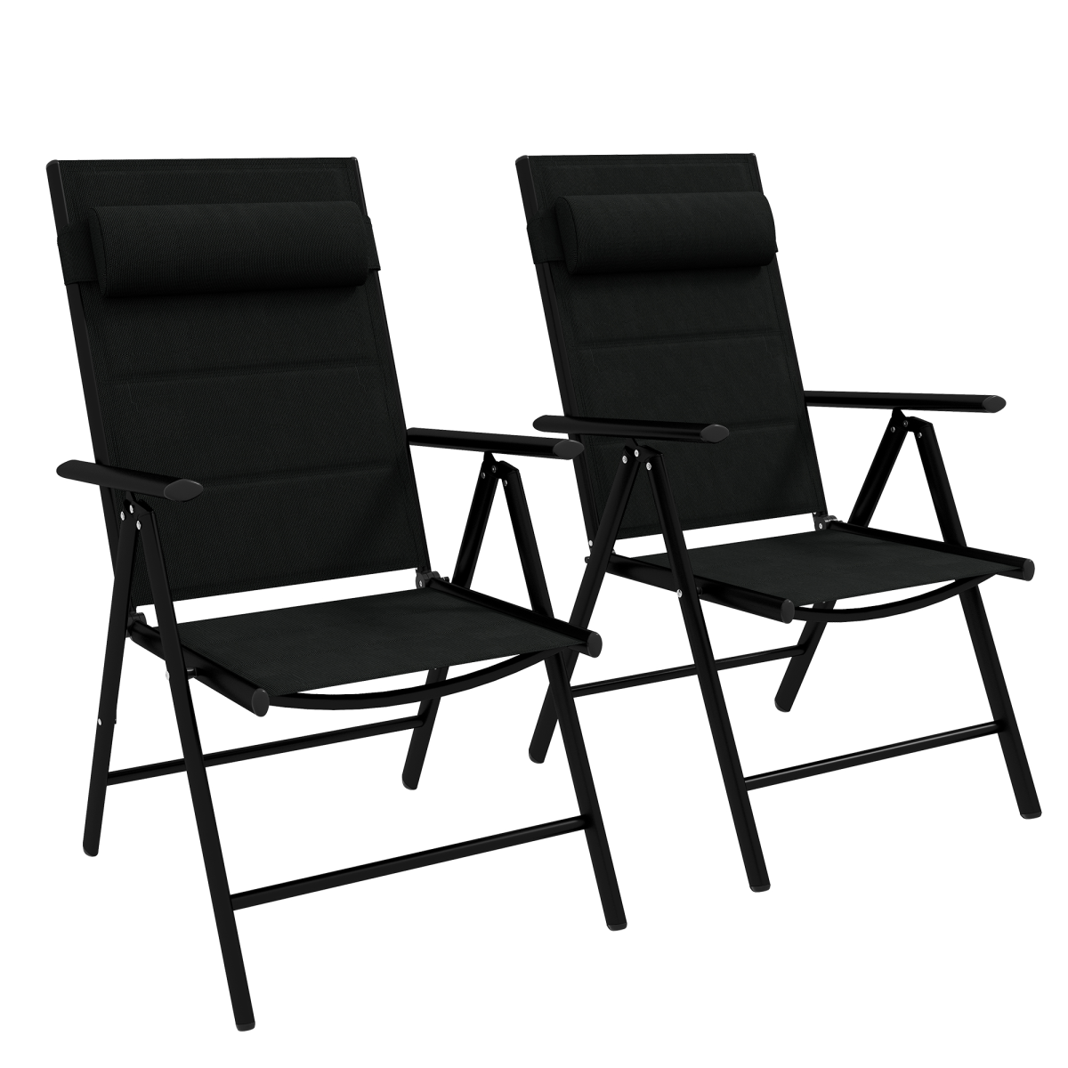 Outsunny 2PCS Outdoor Folding Chairs – Comfortable Padded Dining Chairs, Black
