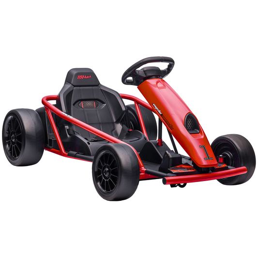 24V Electric Drift Go Kart for Kids with Music, Horn & Slow Start – red