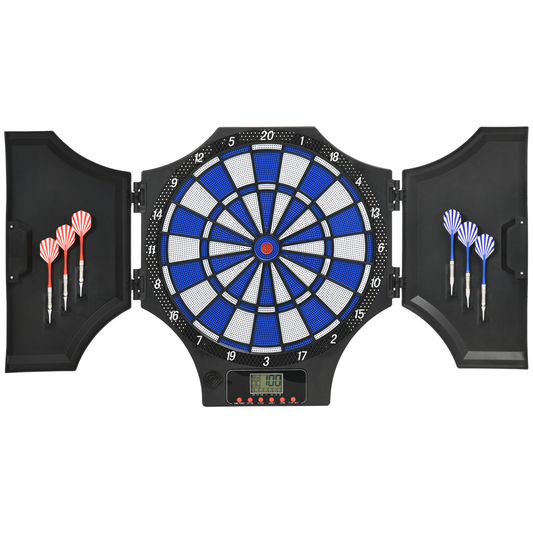 Electronic Dart Board Set with Cabinet – 31 Games, Up to 8 Players, LCD Display