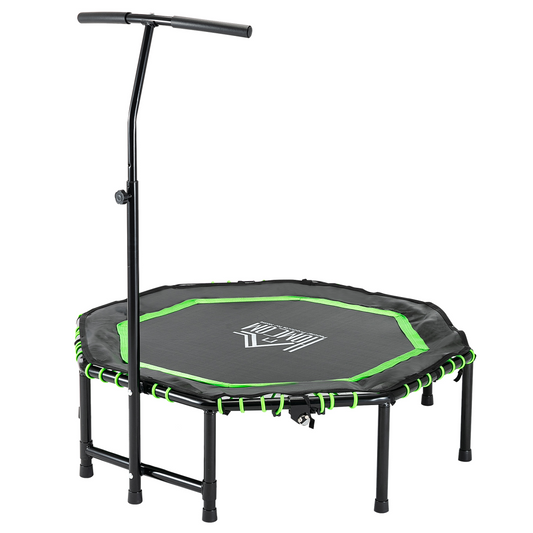 HOMCOM Foldable Trampoline Bouncer Jumper with Adjustable Handle for Adults & Teens – Green