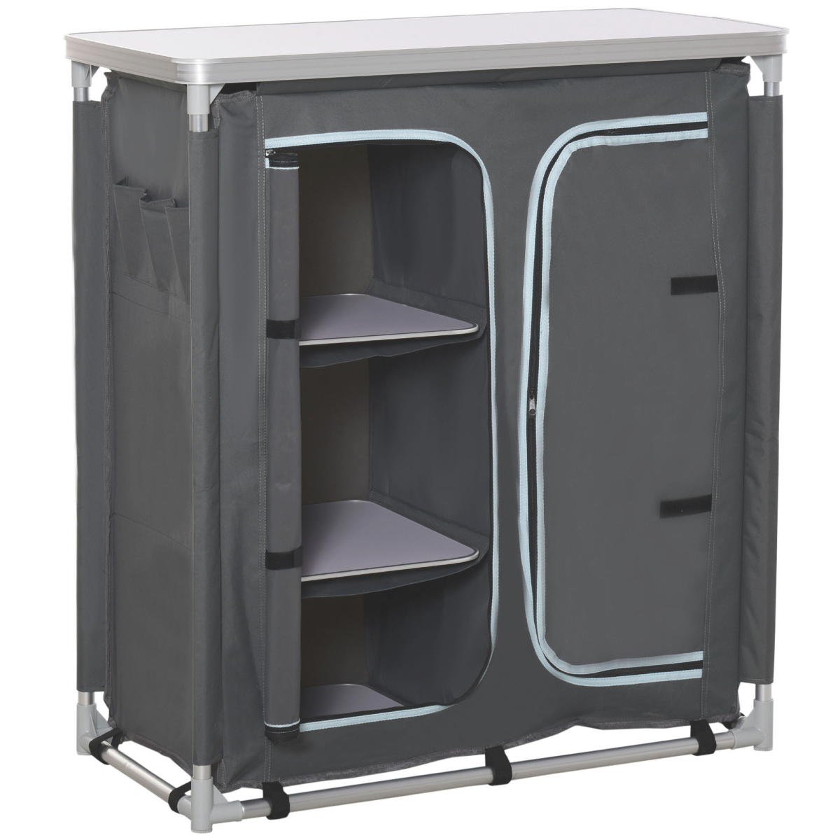 Aluminium 3-Shelf Camping Cupboard with Kitchen Station & Carry Bag