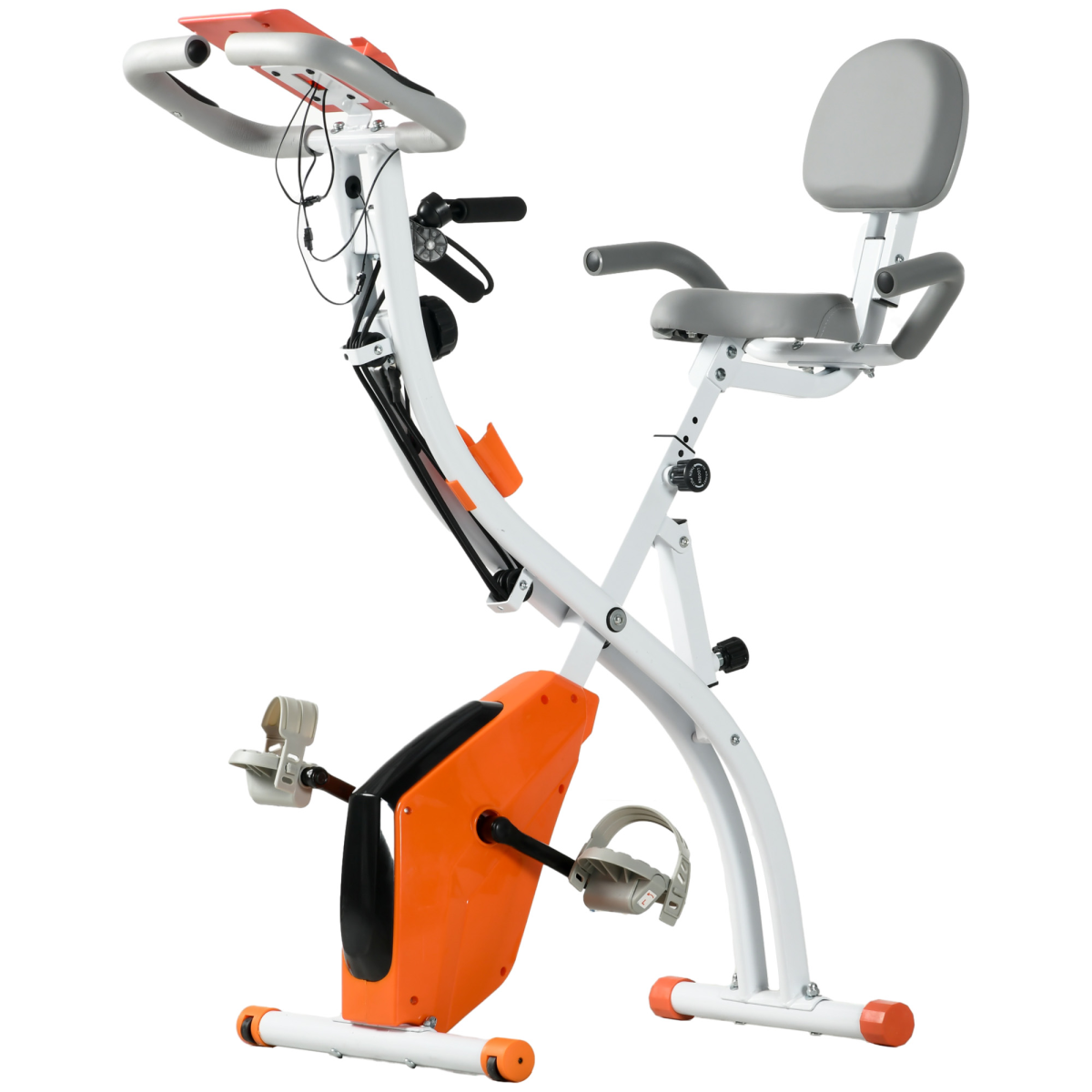2-in-1 Upright & Recumbent Exercise Bike – 8-Level Resistance, Pulse Sensor & Foldable X-Bike (Orange) - All Round Fitness