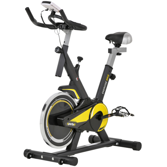 HOMCOM Exercise Bike with 10kg Flywheel – Adjustable Resistance, LCD Display & Upright Cycling Trainer - All Round Fitness
