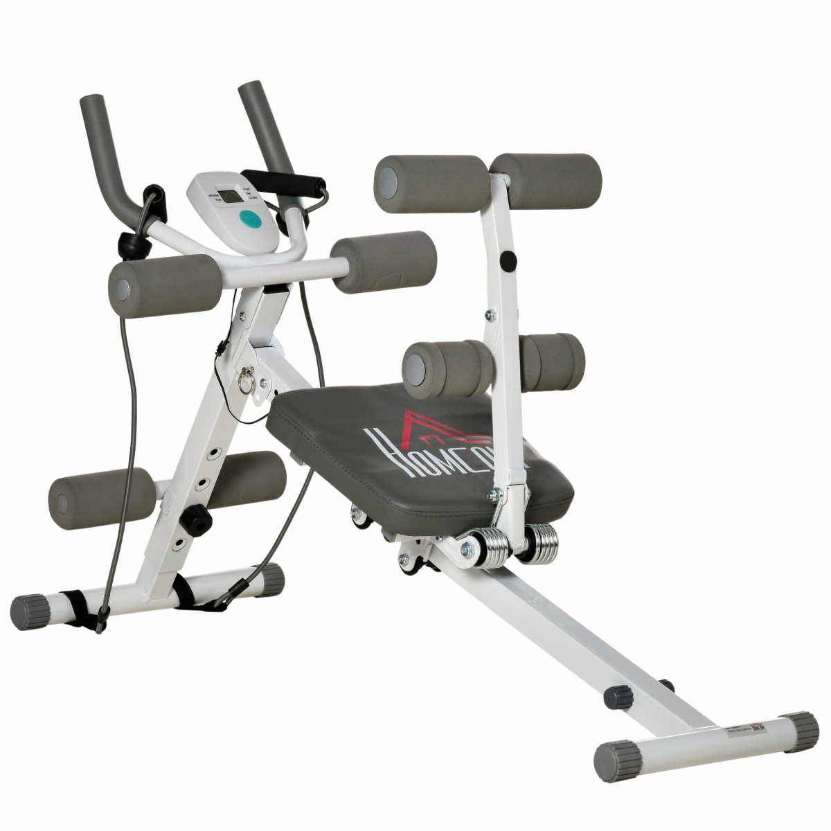 Adjustable Steel Abdominal Trainer with LCD Monitor & Resistance Bands - All Round Fitness