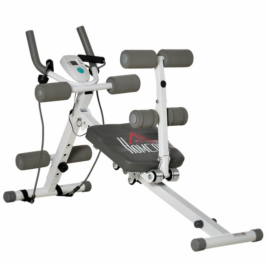 Adjustable Steel Abdominal Trainer with LCD Monitor & Resistance Bands - All Round Fitness
