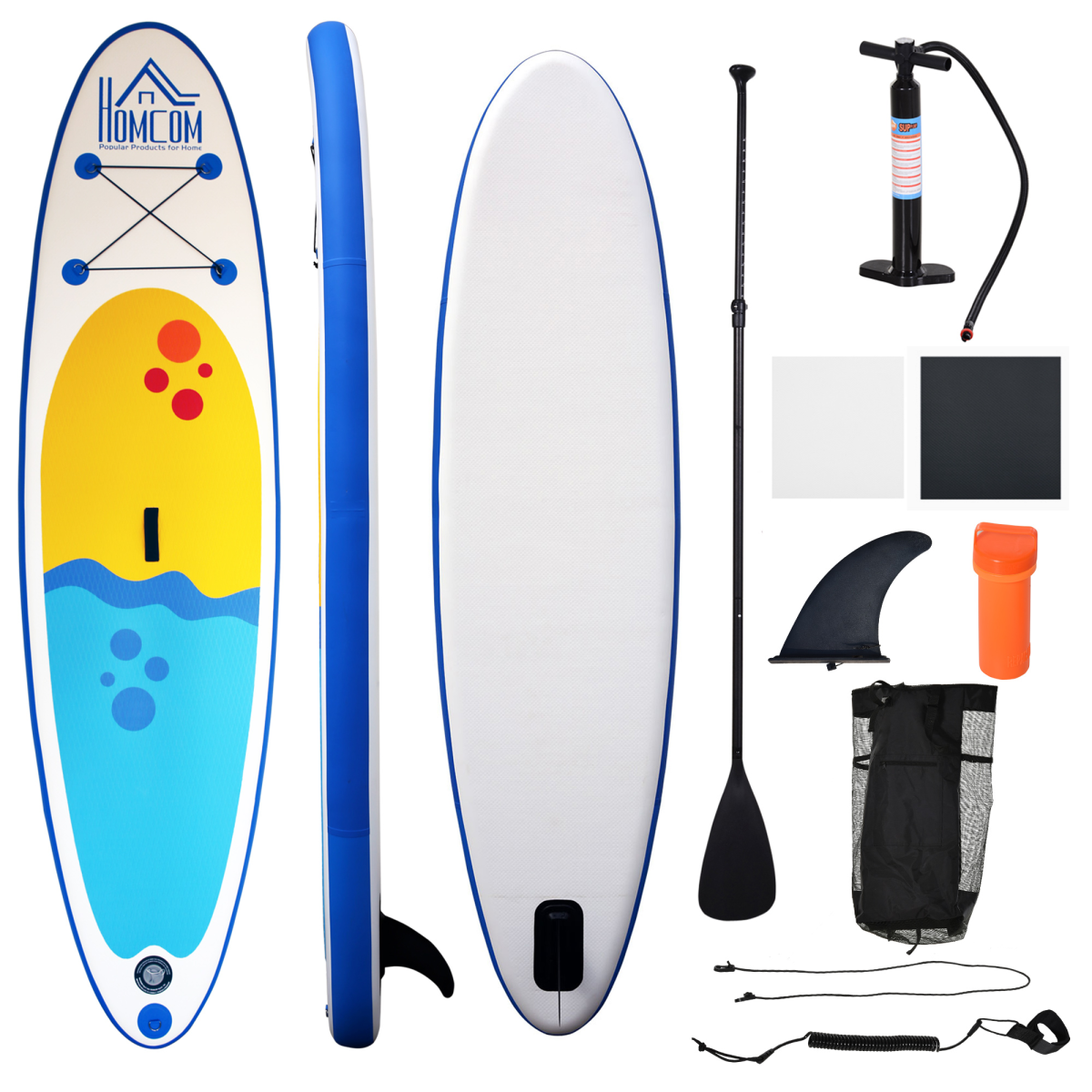 HOMCOM 10ft Inflatable Paddle Board with Adjustable Paddle, Air Pump & Carry Backpack