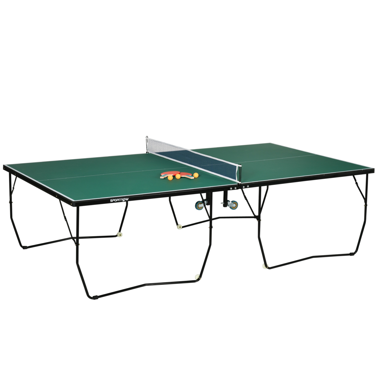 SPORTNOW 9FT Folding Table Tennis Table with 8 Wheels – Indoor & Outdoor Use