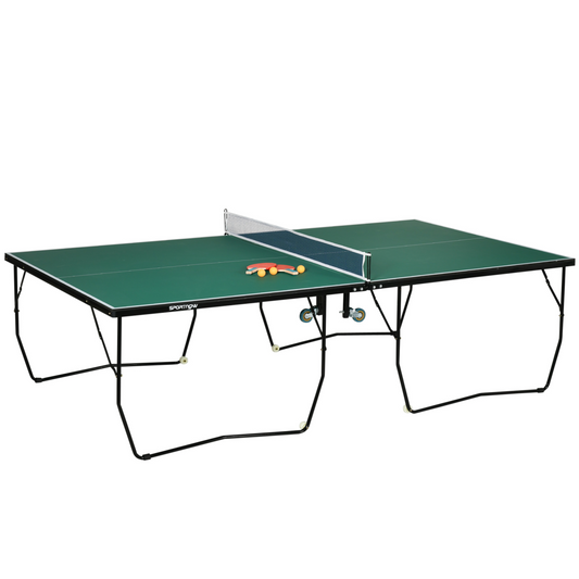 SPORTNOW 9FT Folding Table Tennis Table with 8 Wheels – Indoor & Outdoor Use