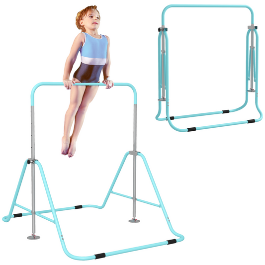 Adjustable Kids Gymnastics Bar - Foldable Training Bar for Young Athletes, Light Blue
