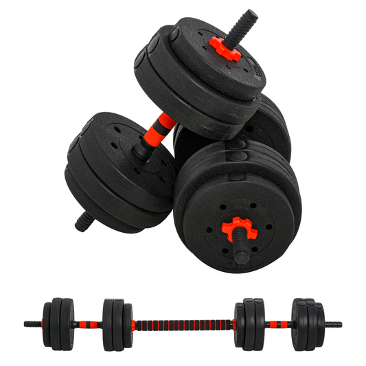 2-in-1 Adjustable 25kg Dumbbell & Barbell Set for Ultimate Home Fitness - All Round Fitness