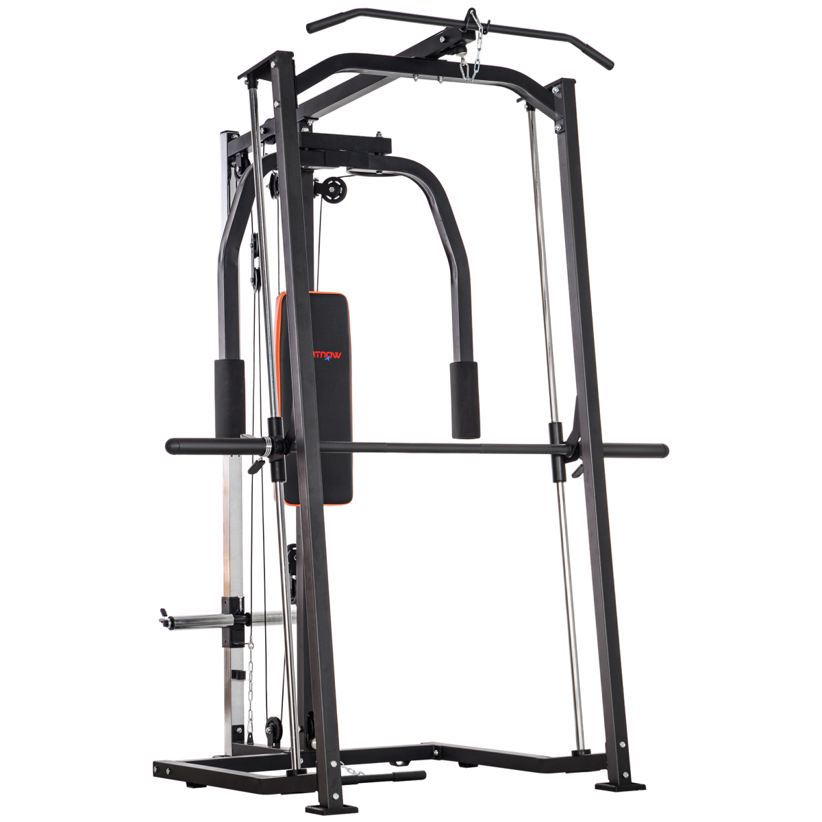SPORTNOW Multi-Gym Smith Machine Power Cage – Squat Rack, Lat Pulldown & Chest Press Station for Home Gym