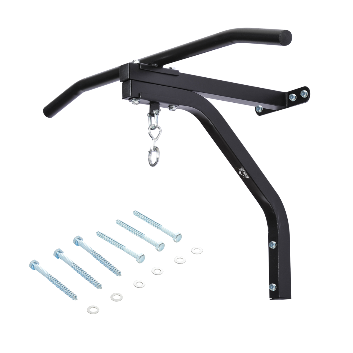 Heavy Duty Punch Bag Wall Mount with Pull-Up Bar & Swivel Hanger – Steel Bracket, Black