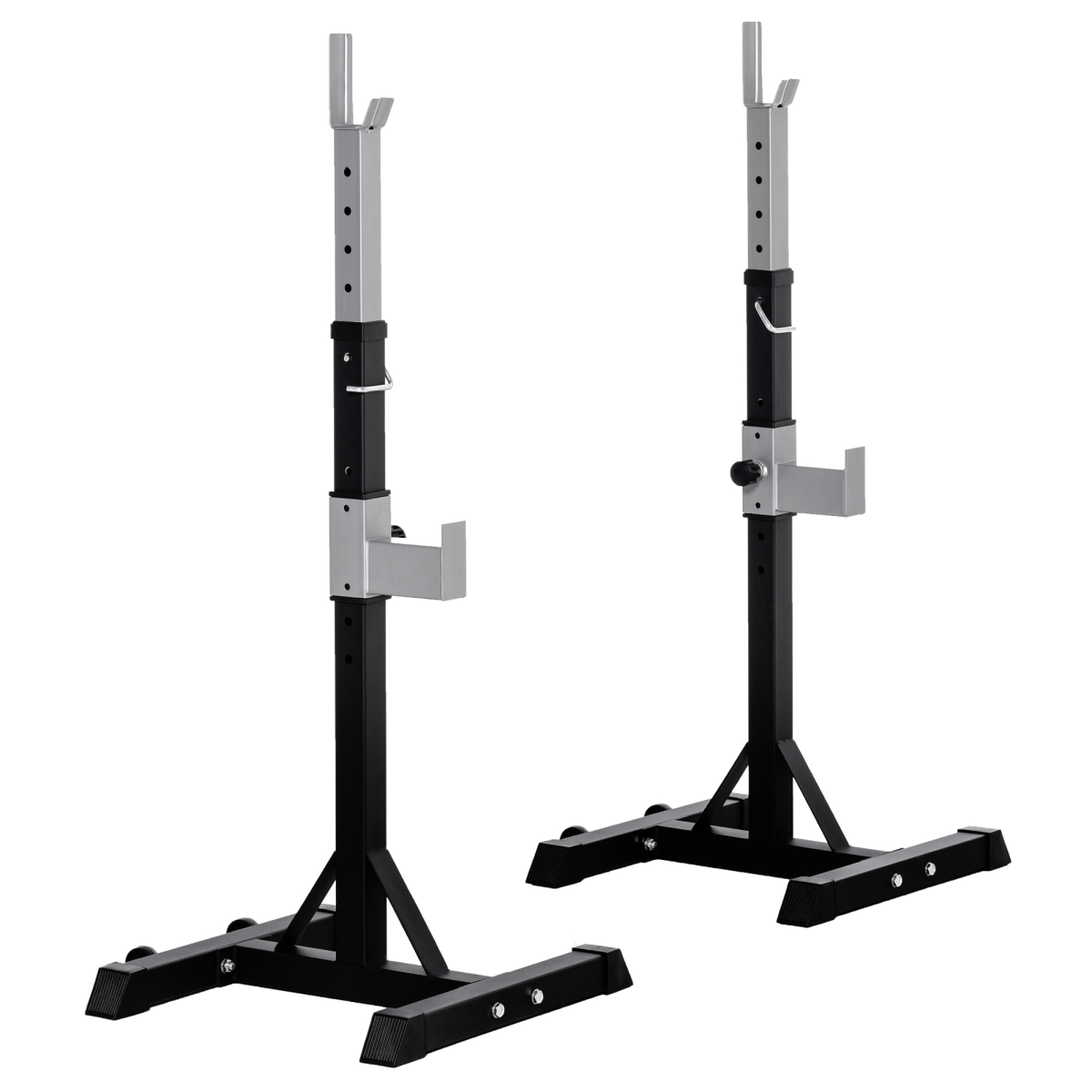 Adjustable Barbell Squat Rack – Portable Weight Lifting Stand with Bench Support & Wheels (2 Pairs, 150kg Capacity) - All Round Fitness