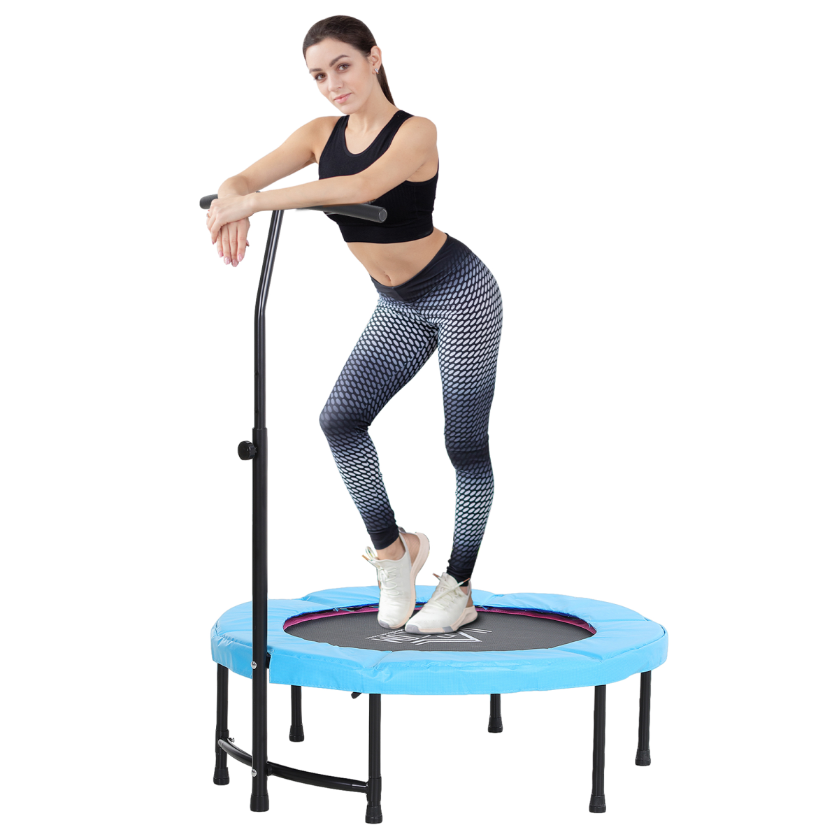 40'' Mini Trampoline for Kids & Adults - Safe Indoor Rebounder with Handle - All Round Fitness