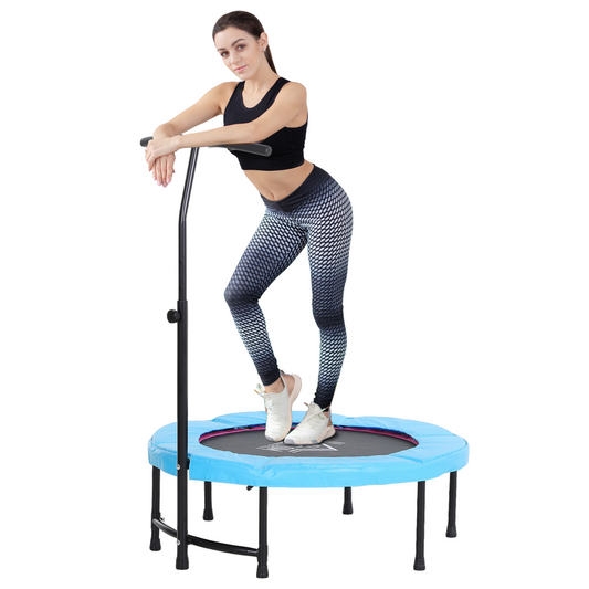 40'' Mini Trampoline for Kids & Adults - Safe Indoor Rebounder with Handle - All Round Fitness