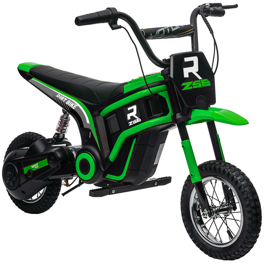 24V Kids Electric Motorbike with Twist Grip Throttle, Lights, Music & Horn – Green