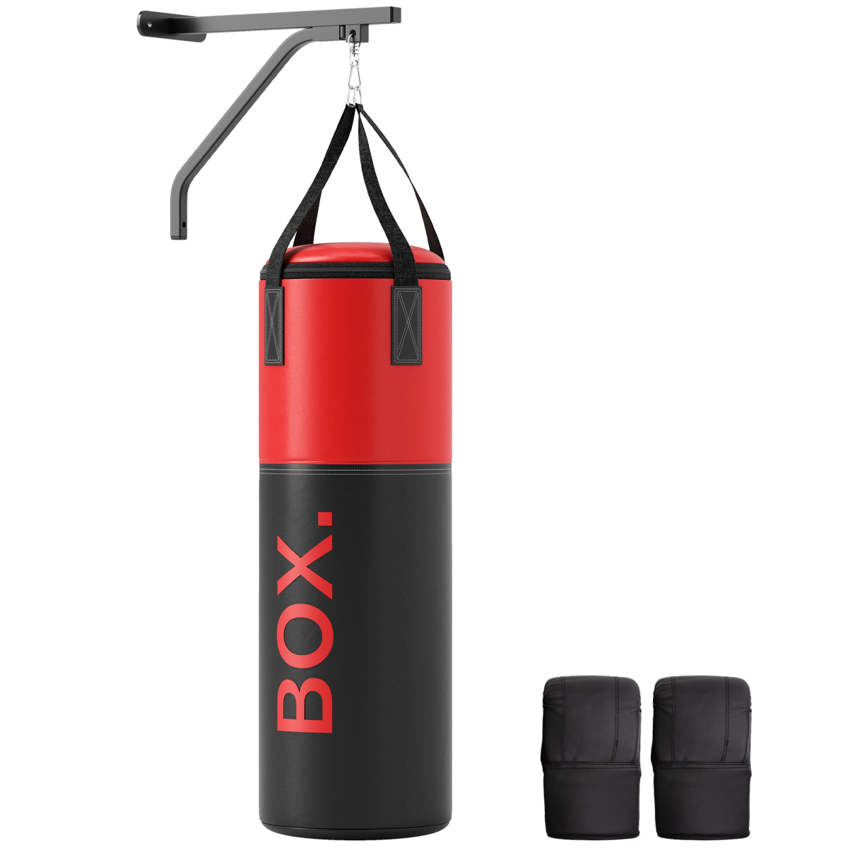 Unfilled Punch Bag with Boxing Gloves & Wall-Mounted Bracket
