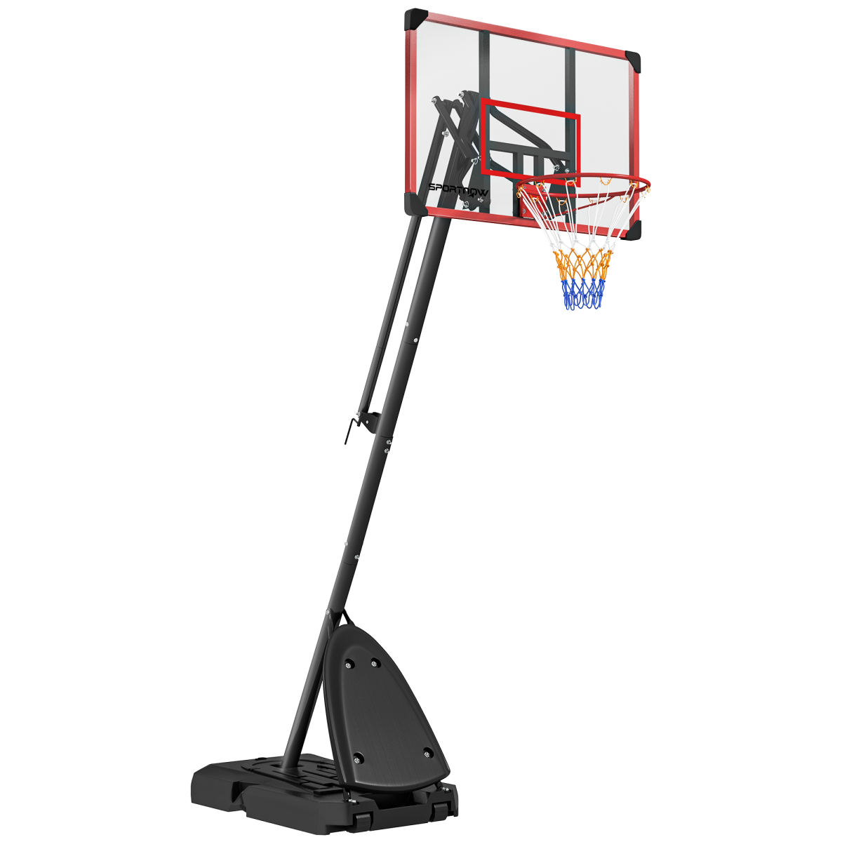 Adjustable Basketball Hoop with Weighted Base, 2.4–2.9m, Red