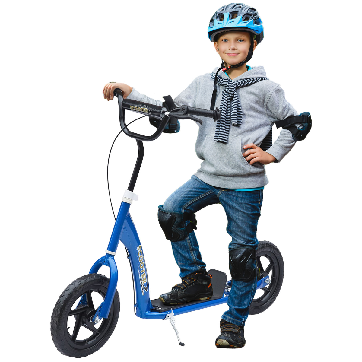 Adventure-Ready Kids Push Scooter with 12" EVA Tires - Blue by HOMCOM - All Round Fitness
