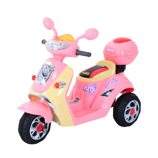 Electric Ride-On Kids Motorbike 6V Battery-Powered Tricycle with Lights & Music – Pink
