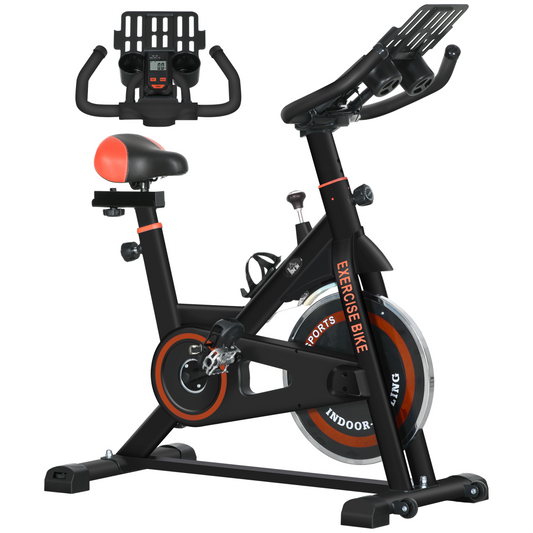 Indoor Exercise Bike with 8kg Flywheel, Adjustable Resistance & LCD Monitor – Black