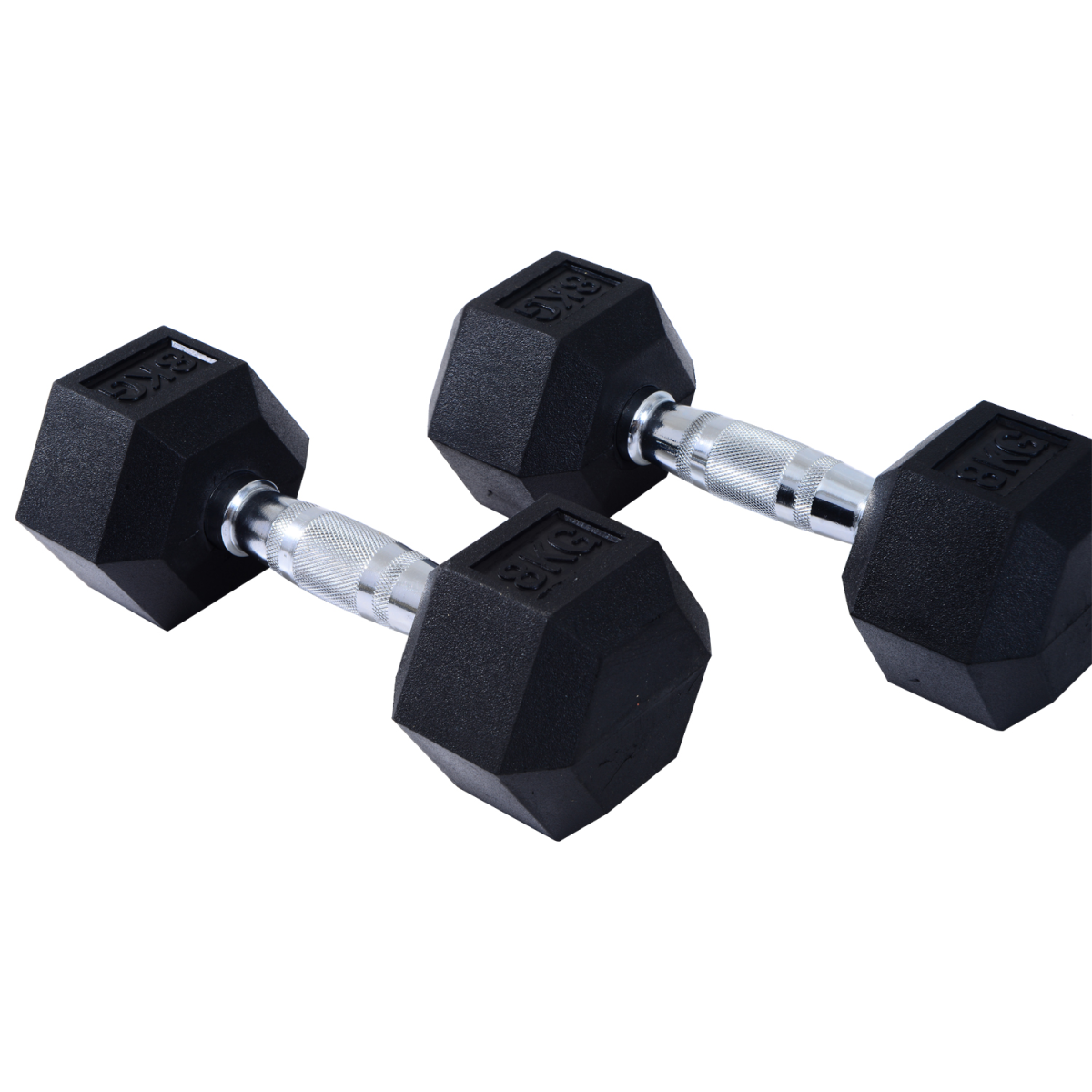 Hexagonal 5kg Rubber Dumbbell Pair for Home Gym Fitness - Durable & Safe! - All Round Fitness