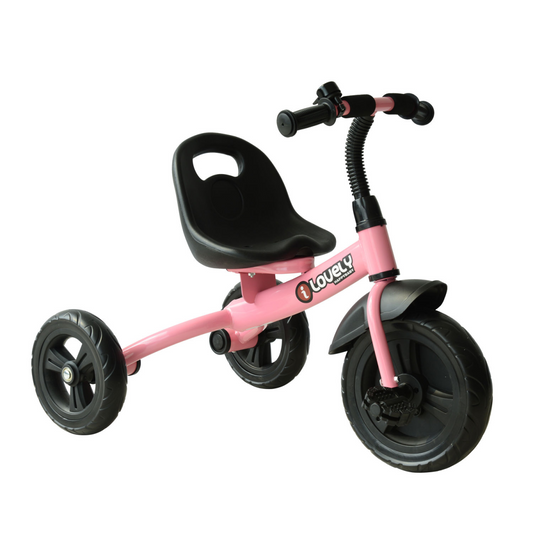 Toddler Tricycle Ride-On Trike with Adjustable Seat & Bell – 3-Wheel Kids Bike 18+ months (Pink)