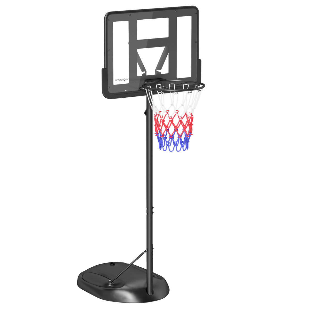 Adjustable Basketball Hoop and Stand with Weighted Base & Wheels, 1.7–2.3m – Black