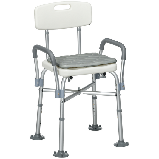 Adjustable Aluminium Shower Chair with Cushion & Backrest – Bath Stool for Seniors, Disabled & Pregnant - All Round Fitness