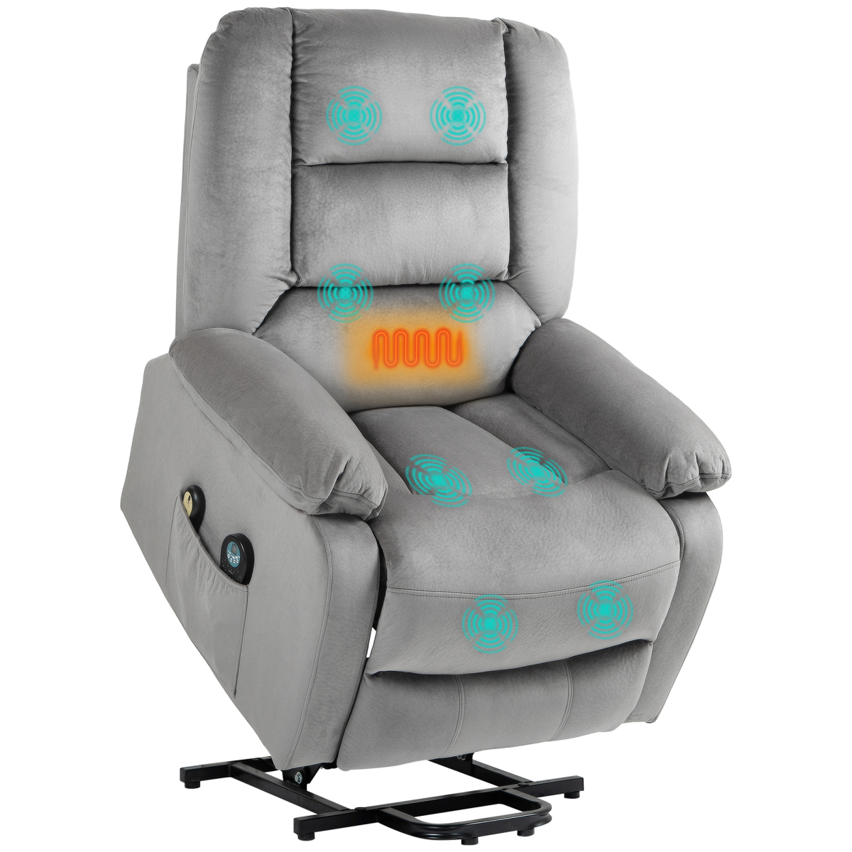 HOMCOM Electric Riser Recliner Chair with Heat & 8-Point Vibration Massage, Grey
