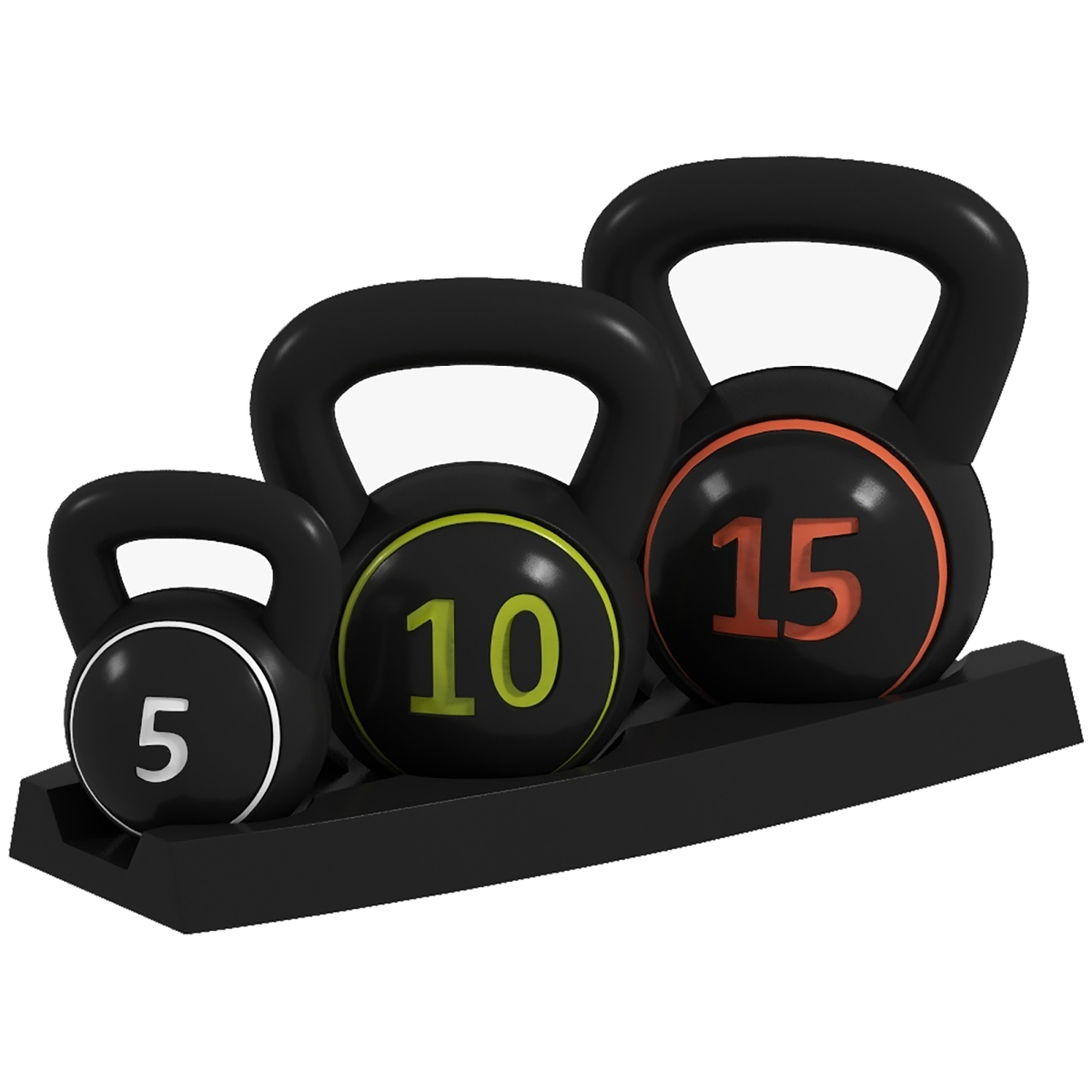 SPORTNOW 3-Piece Kettlebell Set with Storage Tray – 5lb, 10lb & 15lb Weights (2.2kg, 4.5kg, 6.8kg)