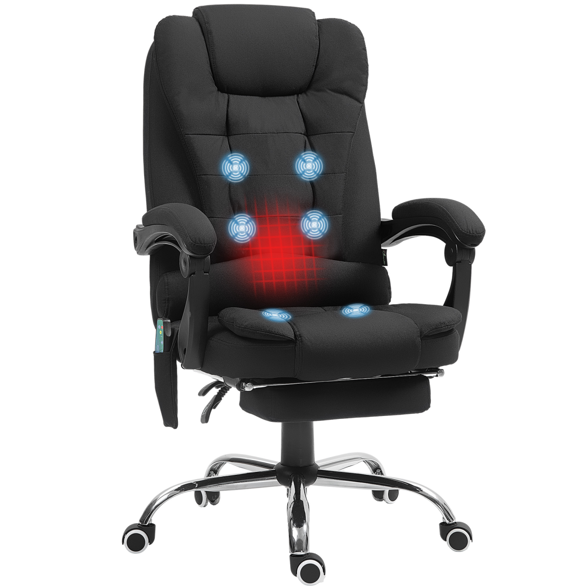 Ergonomic Heated Massage Office Chair with Footrest & Recline – 6-Point Vibration, Black