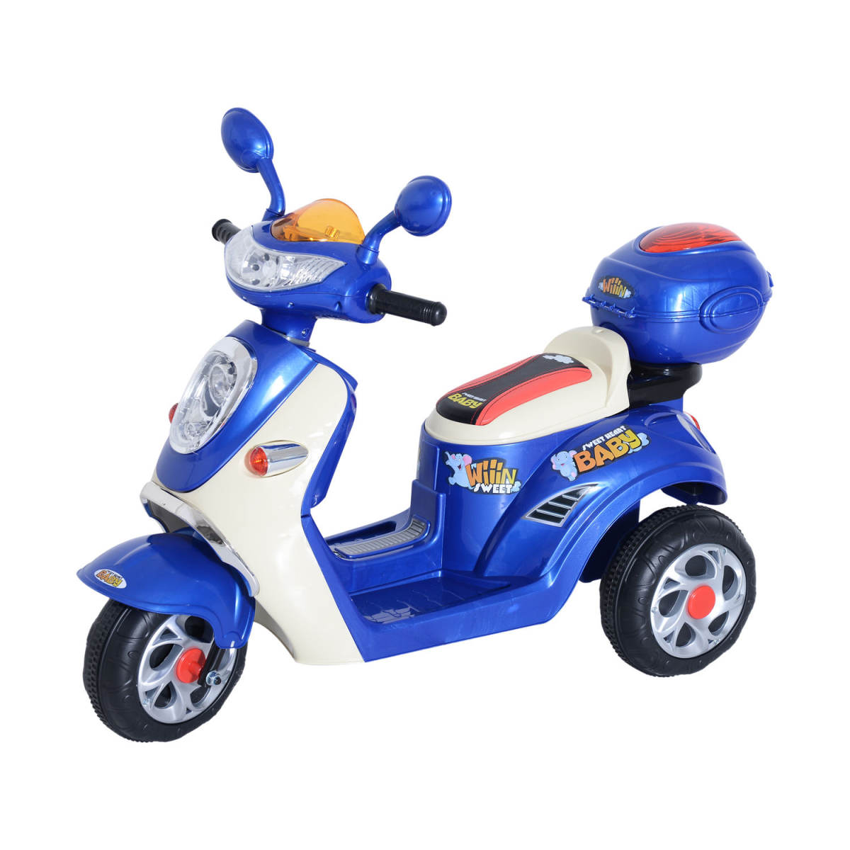 Electric Ride-On Kids Motorbike 6V Battery-Powered Tricycle with Lights & Music – Blue