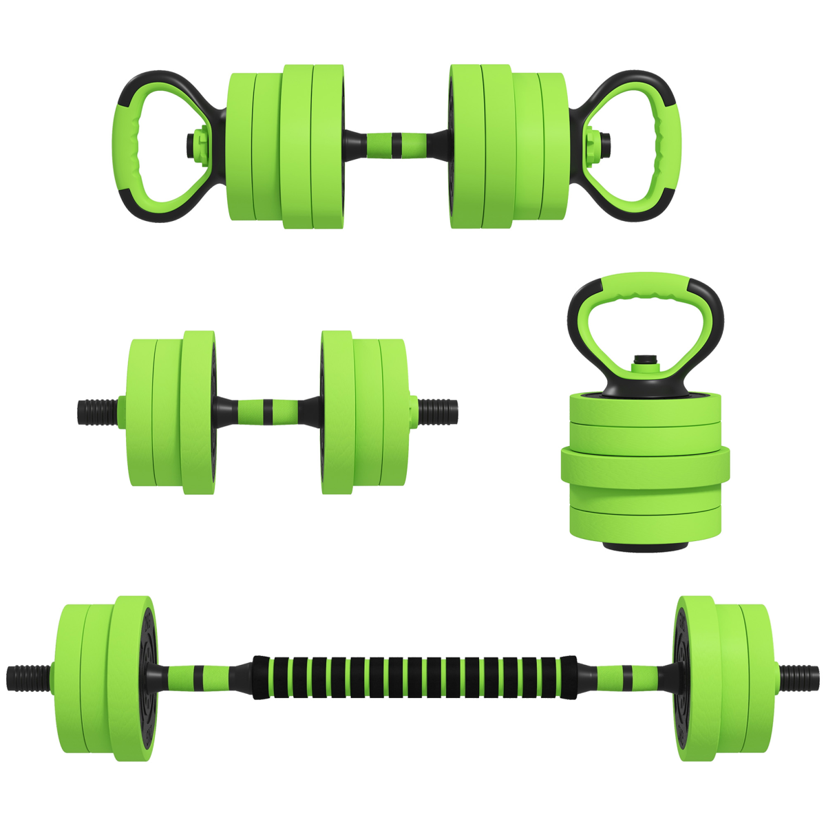 SPORTNOW 40kg 4-in-1 Dumbbell, Barbell, Kettlebell & Push-Up Stand Set – Adjustable Weights