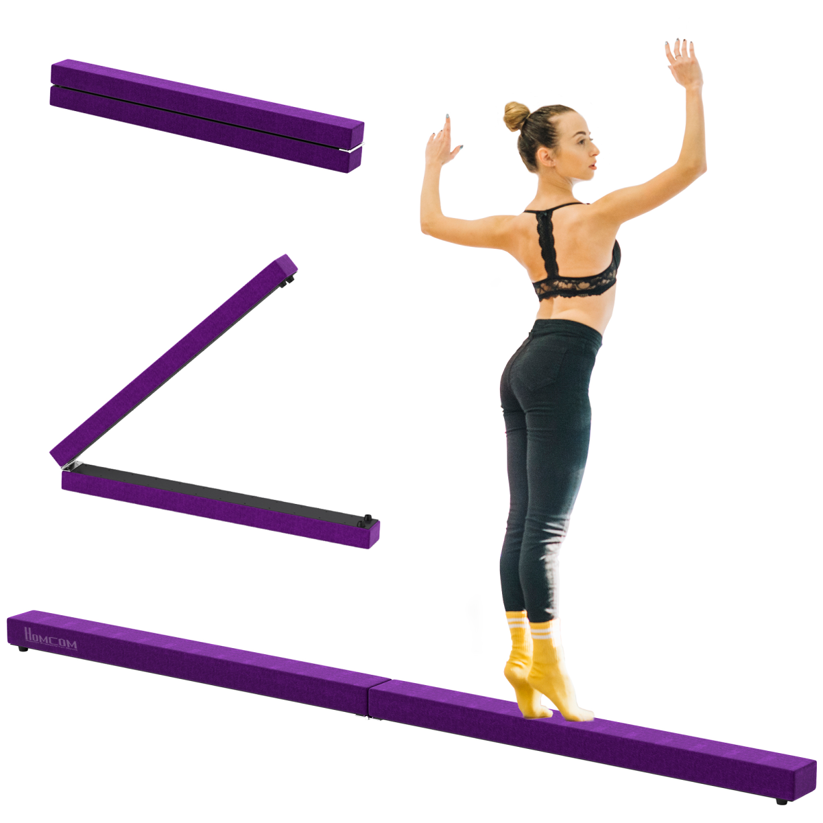 2.4m Folding Suede Balance Beam – Portable Gymnastics Trainer for Kids, Teens & Adults - All Round Fitness