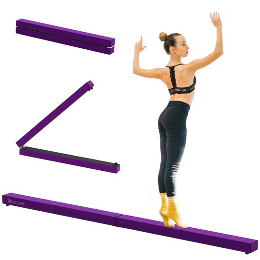 2.4m Folding Suede Balance Beam – Portable Gymnastics Trainer for Kids, Teens & Adults - All Round Fitness