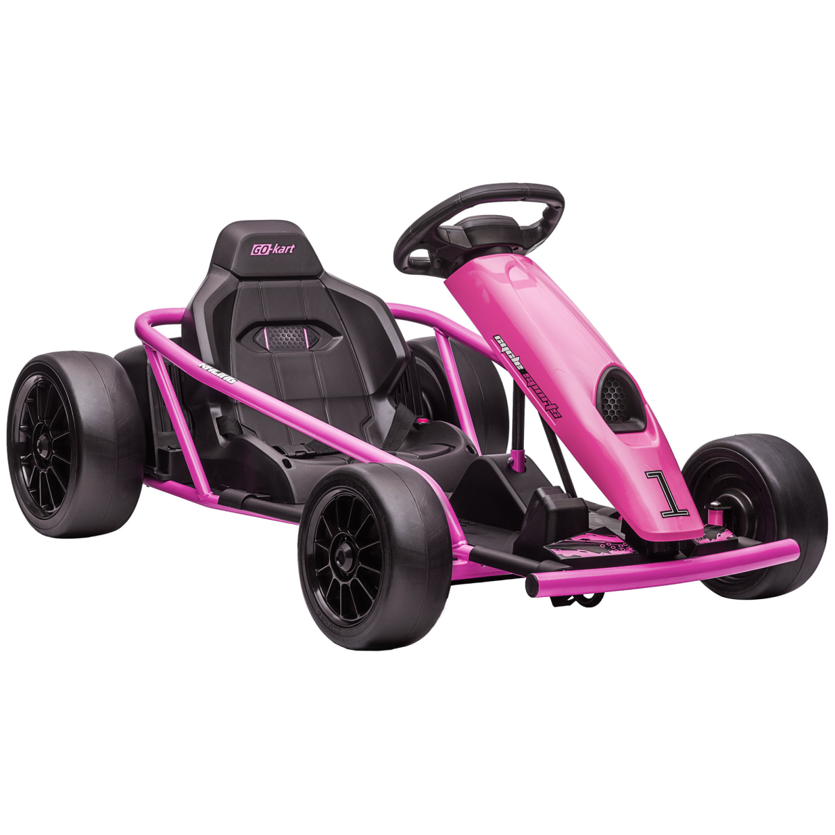 24V Electric Drift Go Kart for Kids with Music, Horn & Slow Start – Pink