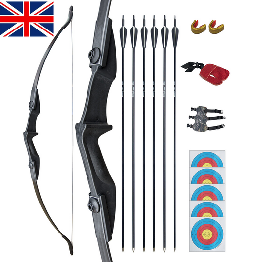 53" Takedown Recurve Bow Set with 6 Fiberglass Arrows, 40lbs Draw Weight – Archery Hunting & Target Practice
