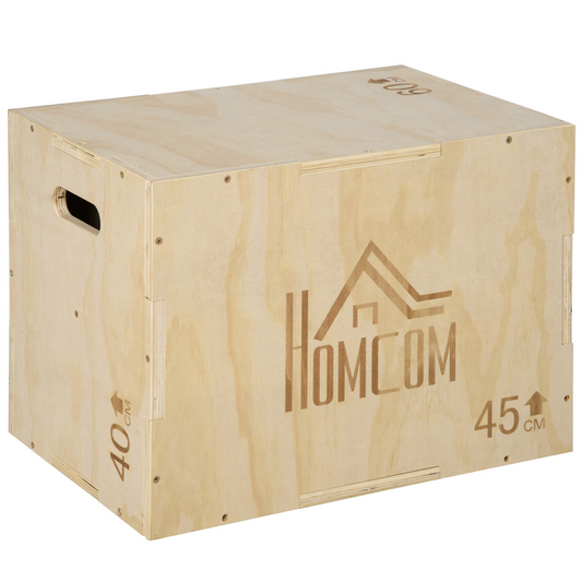 HOMCOM 3-in-1 Adjustable Wooden Plyo Box - Boost Agility & Power at Home! - All Round Fitness