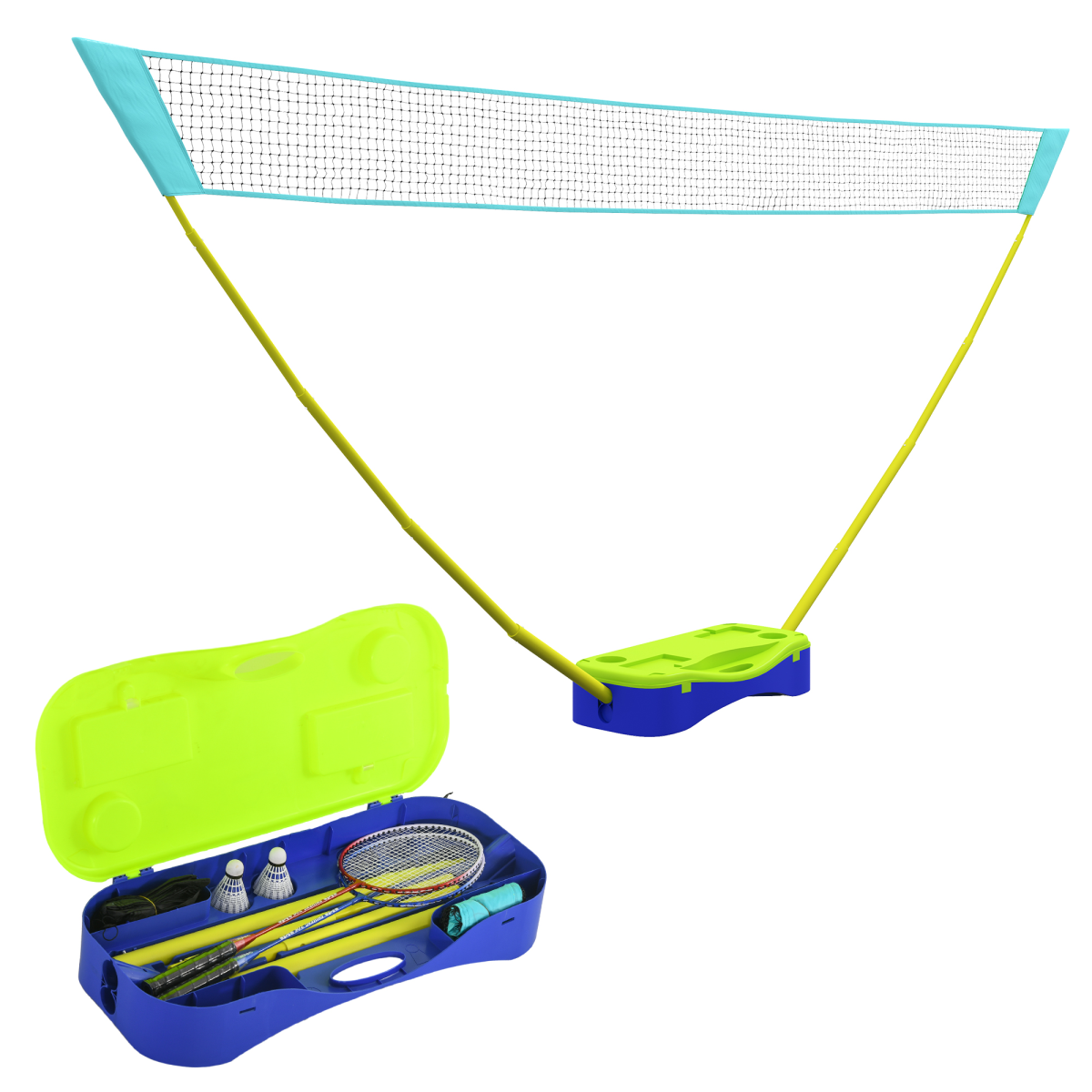 SPORTNOW Portable Badminton & Volleyball Set with Net, Rackets, Shuttlecocks & Carry Case