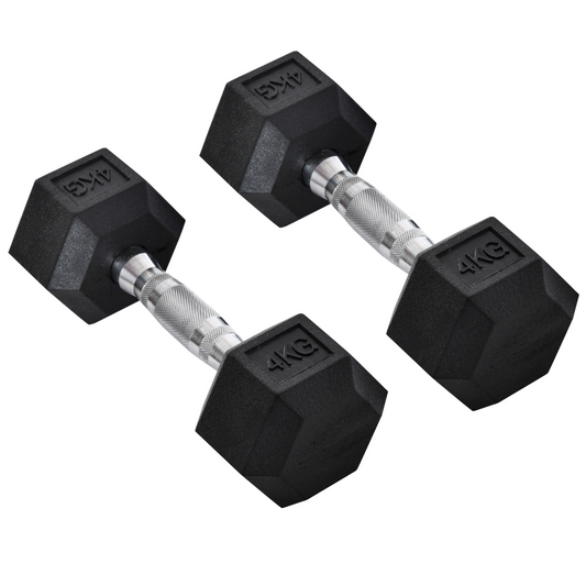 Hexagonal Dumbbells Set - Durable 2x4kg Weight Kit for Home & Gym Fitness! - All Round Fitness