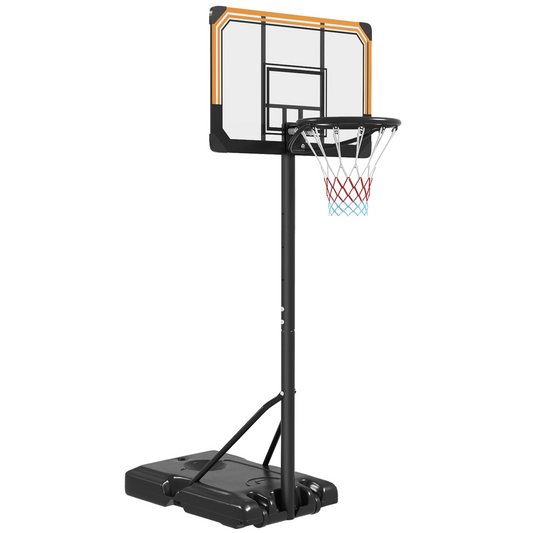 Basketball Backboard Hoop Net Set with Wheels, 182–213cm, Black