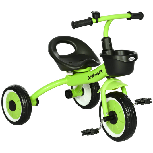 AIYAPLAY Trike with Adjustable Seat & Basket – Kids Tricycle for 2-5 Years (Green)