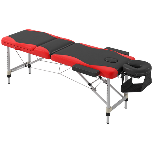 Portable Massage Table Beauty Therapy Couch Bed Spa – Aluminium Frame, Red - All Round Fitness