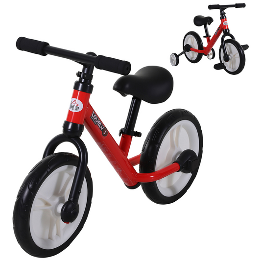 Red Kids Balance Bike with Stabilizers - Perfect for 2-5 Year Olds by HOMCOM - All Round Fitness