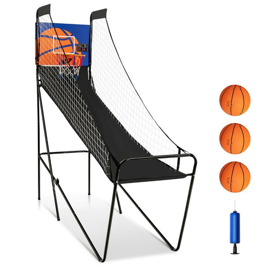 Folding Basketball Arcade Game Featuring Electronic Scoring System and Sound Effects
